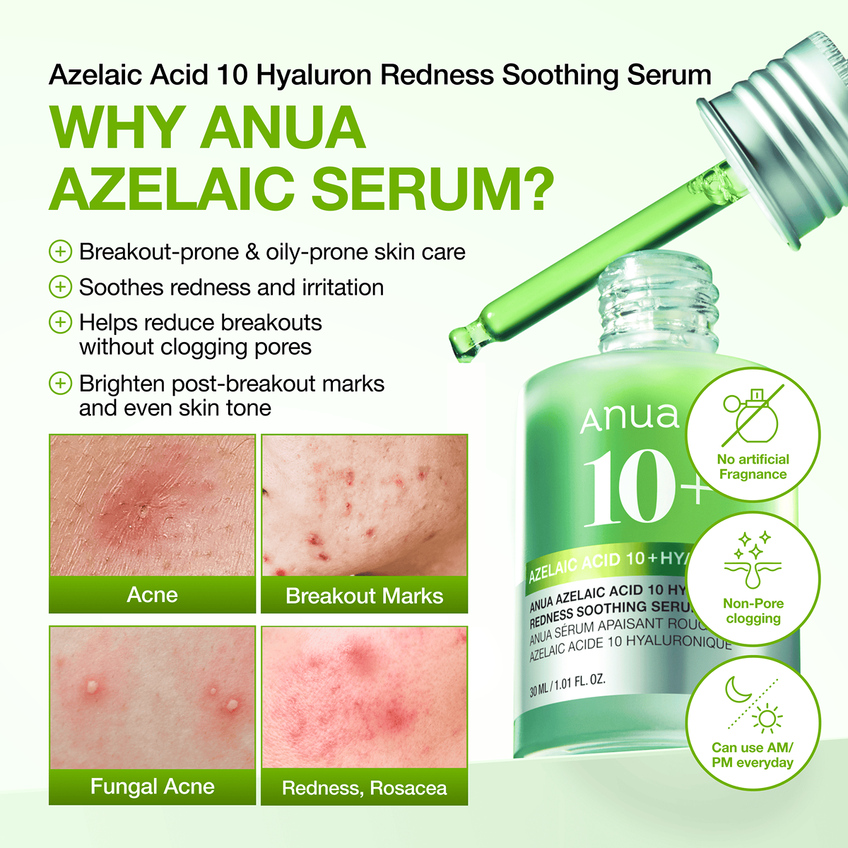 ANUA Azelaic Acid 10 Hyaluron Soothing Serum